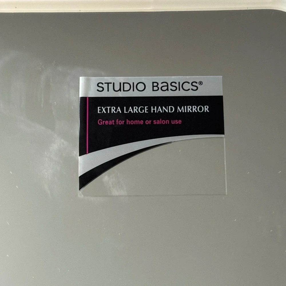 Studio Basics Extra Large Handheld Mirror White Lightweight Home or Salon